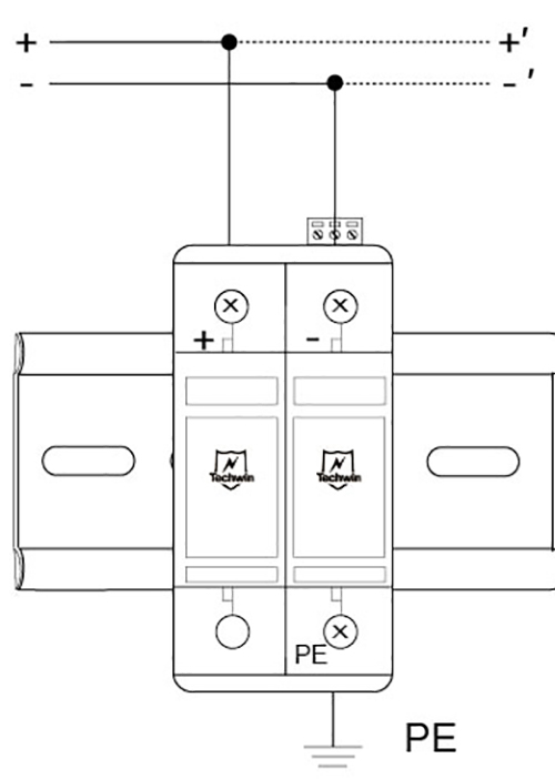 直流電源防雷器M40-48安裝示意圖