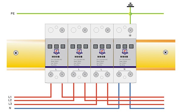 1p浪涌保护器接线图图片